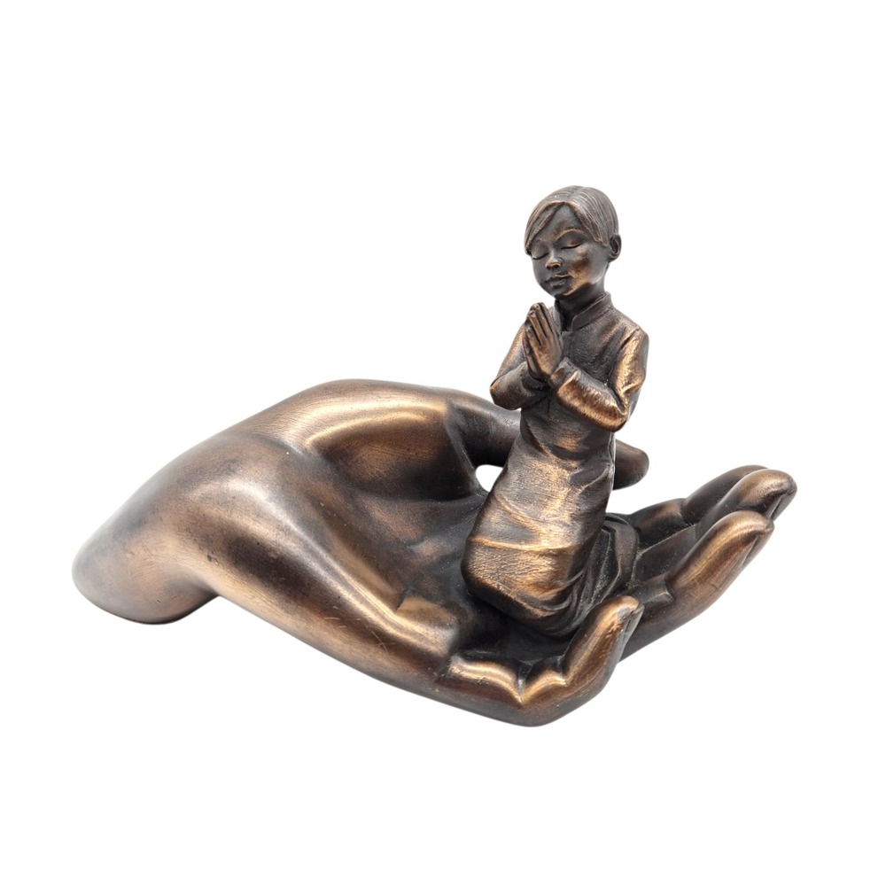 VTG Genesis Fine Arts Boy Praying‎ Hand Mullingar Cast Bronze Sculpture Ireland